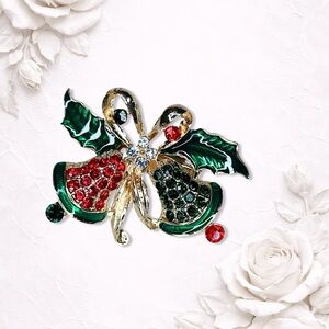 6356. Christmas Bling Bells Brooch